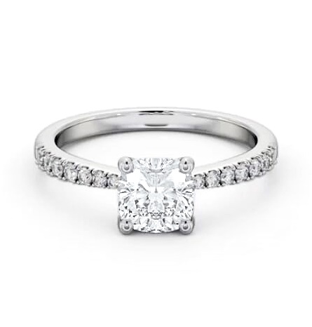Cushion Diamond 4 Prong Engagement Ring 18K White Gold Solitaire ENCU22S_WG_THUMB2 