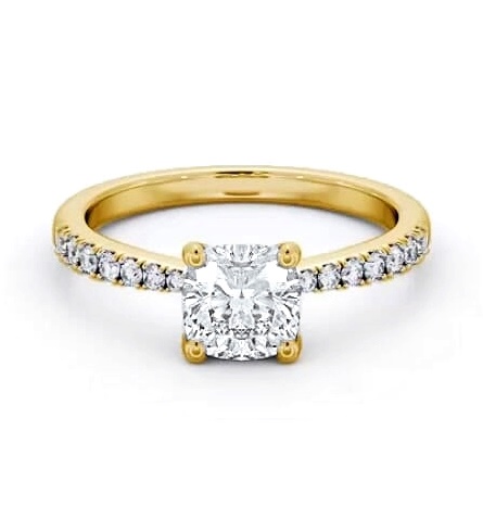 Cushion Diamond 4 Prong Engagement Ring 9K Yellow Gold Solitaire ENCU22S_YG_THUMB1