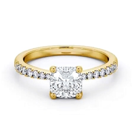 Cushion Diamond 4 Prong Engagement Ring 18K Yellow Gold Solitaire ENCU22S_YG_THUMB2 