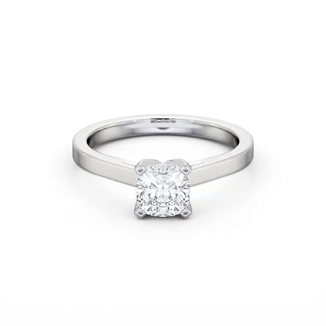 Cushion Diamond Engagement Ring 18K White Gold Solitaire - Pisa ENCU23_WG_HAND