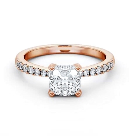 Cushion Diamond 4 Prong Engagement Ring 18K Rose Gold Solitaire ENCU23S_RG_THUMB1