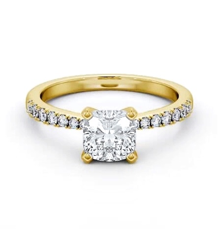 Cushion Diamond 4 Prong Engagement Ring 9K Yellow Gold Solitaire ENCU23S_YG_THUMB1
