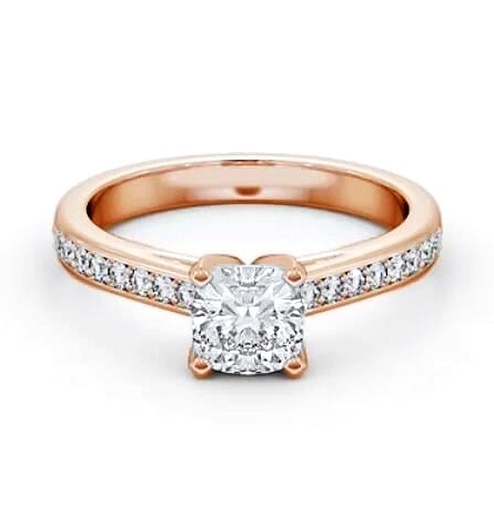 Cushion Diamond 4 Prong Engagement Ring 9K Rose Gold Solitaire ENCU24S_RG_THUMB1