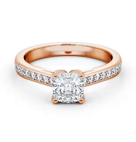 Cushion Diamond 4 Prong Engagement Ring 18K Rose Gold Solitaire ENCU24S_RG_THUMB2 