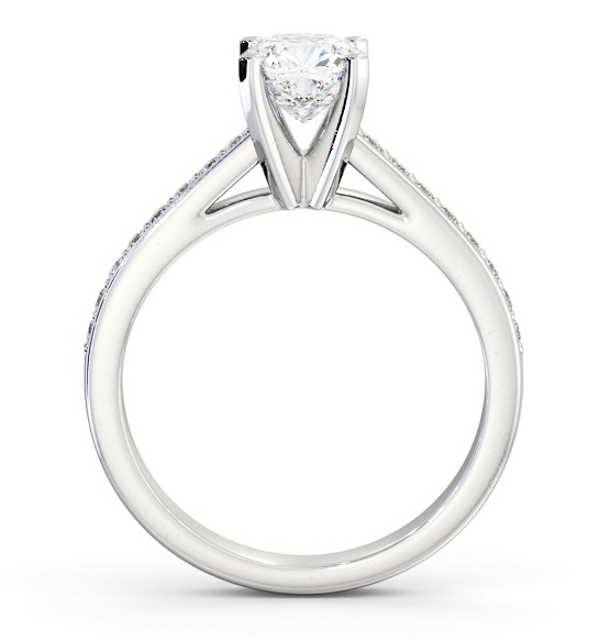 Cushion Diamond 4 Prong Engagement Ring 18K White Gold Solitaire ENCU24S_WG_THUMB1 