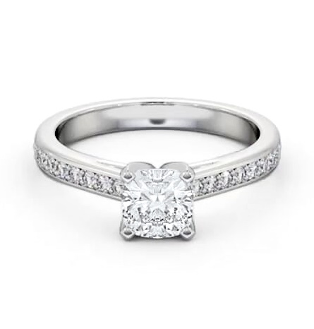 Cushion Diamond 4 Prong Engagement Ring Palladium Solitaire ENCU24S_WG_THUMB1
