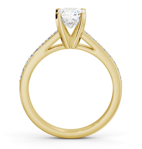 Cushion Diamond 4 Prong Engagement Ring 18K Yellow Gold Solitaire ENCU24S_YG_THUMB1 