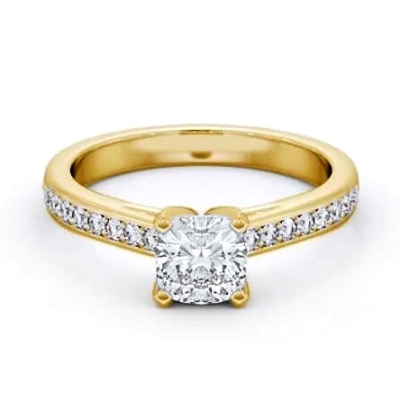 Cushion Diamond 4 Prong Engagement Ring 9K Yellow Gold Solitaire ENCU24S_YG_THUMB1