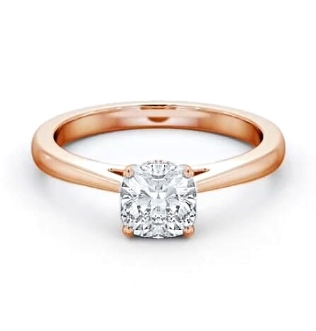 Cushion Ring with Diamond Set Rail 18K Rose Gold Solitaire ENCU25_RG_THUMB2 