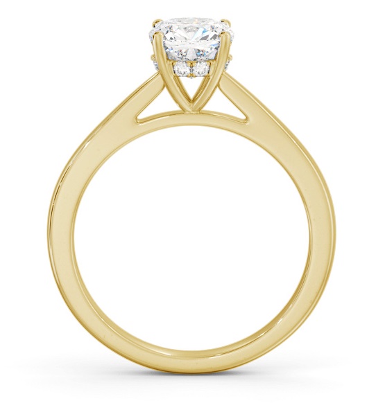 Cushion Ring with Diamond Set Rail 18K Yellow Gold Solitaire ENCU25_YG_THUMB1 