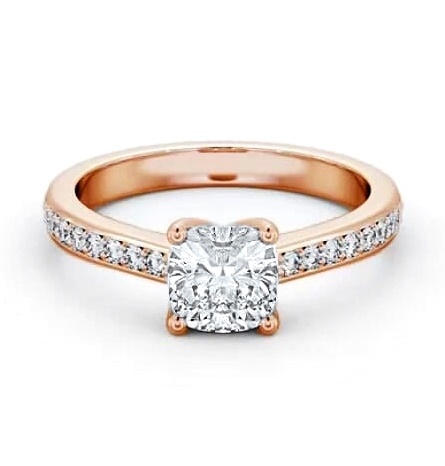 Cushion Diamond Low Setting Engagement Ring 9K Rose Gold Solitaire ENCU25S_RG_THUMB1