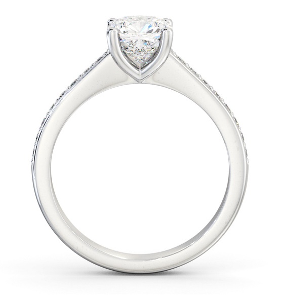 Cushion Diamond Low Setting Engagement Ring 18K White Gold Solitaire ENCU25S_WG_THUMB1 