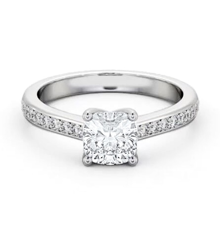 Cushion Diamond Low Setting Engagement Ring 18K White Gold Solitaire ENCU25S_WG_THUMB2 