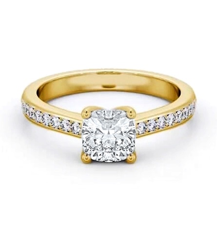 Cushion Diamond Low Setting Engagement Ring 9K Yellow Gold Solitaire ENCU25S_YG_THUMB1
