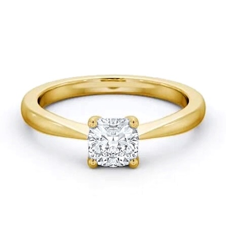 Cushion Diamond Low Setting Engagement Ring 18K Yellow Gold Solitaire ENCU26_YG_THUMB1