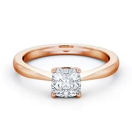 Cushion Diamond Tapered Band Engagement Ring 18K Rose Gold Solitaire ENCU27_RG_THUMB1
