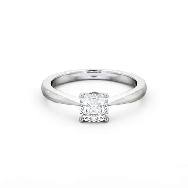 Cushion Diamond Engagement Ring 18K White Gold Solitaire - Petra ENCU27_WG_HAND