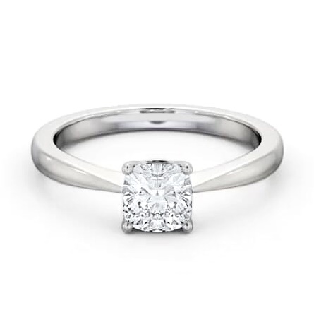 Cushion Diamond Tapered Band Engagement Ring Platinum Solitaire ENCU27_WG_THUMB1
