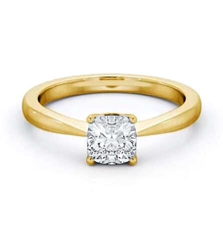 Cushion Diamond Tapered Band Engagement Ring 9K Yellow Gold Solitaire ENCU27_YG_THUMB1