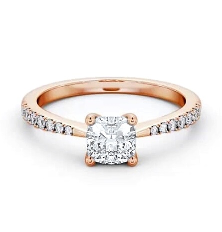 Cushion Diamond Tapered Band Engagement Ring 9K Rose Gold Solitaire ENCU27S_RG_THUMB1