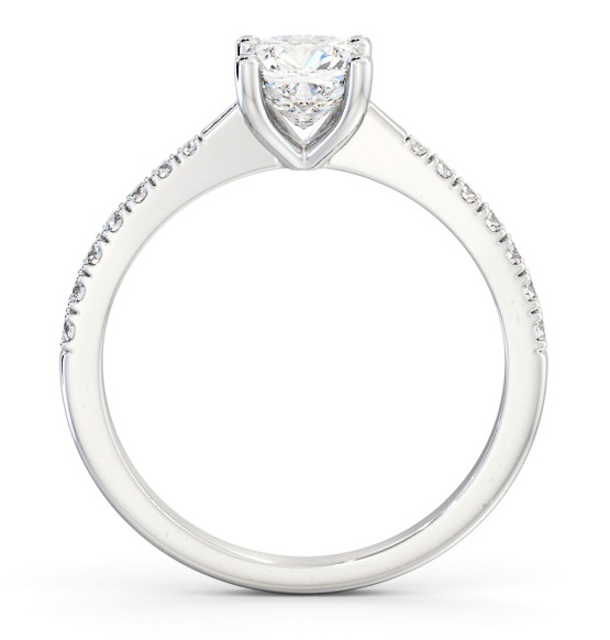 Cushion Diamond Tapered Band Engagement Ring 18K White Gold Solitaire ENCU27S_WG_THUMB1 