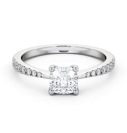 Cushion Diamond Tapered Band Engagement Ring 18K White Gold Solitaire ENCU27S_WG_THUMB2 