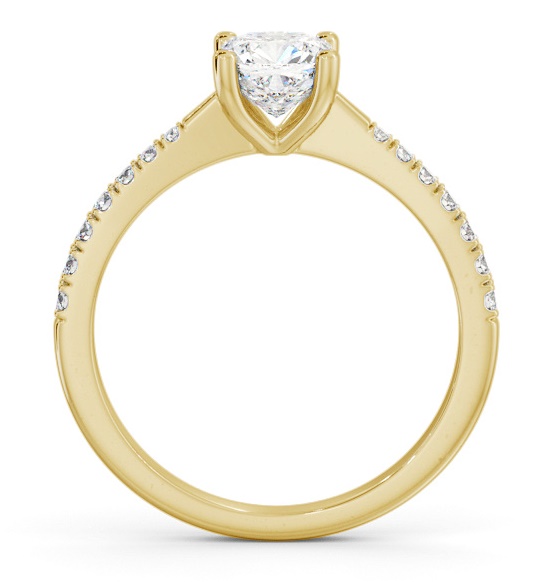 Cushion Diamond Tapered Band Engagement Ring 18K Yellow Gold Solitaire ENCU27S_YG_THUMB1 