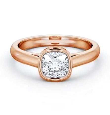 Cushion Diamond Bezel Setting Engagement Ring 9K Rose Gold Solitaire ENCU28_RG_THUMB1