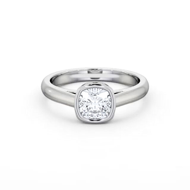 Cushion Diamond Engagement Ring 18K White Gold Solitaire - Elina ENCU28_WG_HAND