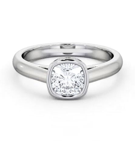 Cushion Diamond Bezel Setting Engagement Ring Platinum Solitaire ENCU28_WG_THUMB1