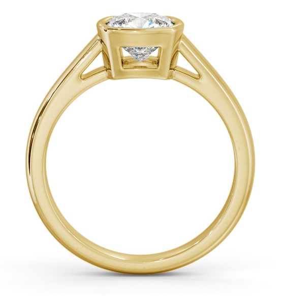 Cushion Diamond Bezel Setting Engagement Ring 18K Yellow Gold Solitaire ENCU28_YG_THUMB1