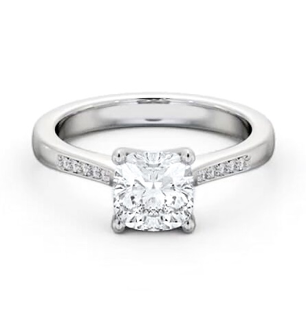 Cushion Diamond Elevated Setting Engagement Ring Platinum Solitaire ENCU28S_WG_THUMB1