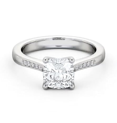 Cushion Diamond Elevated Setting Engagement Ring Palladium Solitaire ENCU28S_WG_THUMB2 
