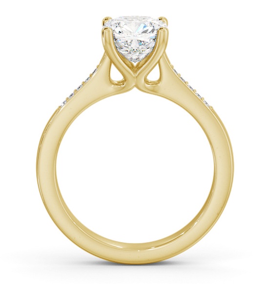 Cushion Diamond Elevated Setting Ring 18K Yellow Gold Solitaire ENCU28S_YG_THUMB1 