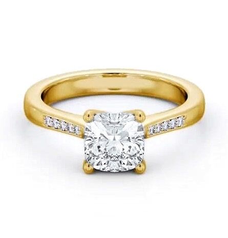 Cushion Diamond Elevated Setting Ring 18K Yellow Gold Solitaire ENCU28S_YG_THUMB1