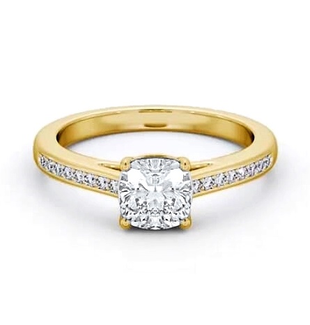 Cushion Diamond Box Style Setting Ring 18K Yellow Gold Solitaire ENCU29S_YG_THUMB2 
