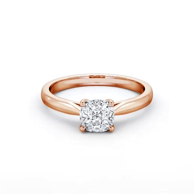 Cushion Diamond Engagement Ring 18K Rose Gold Solitaire - Helena ENCU2_RG_HAND