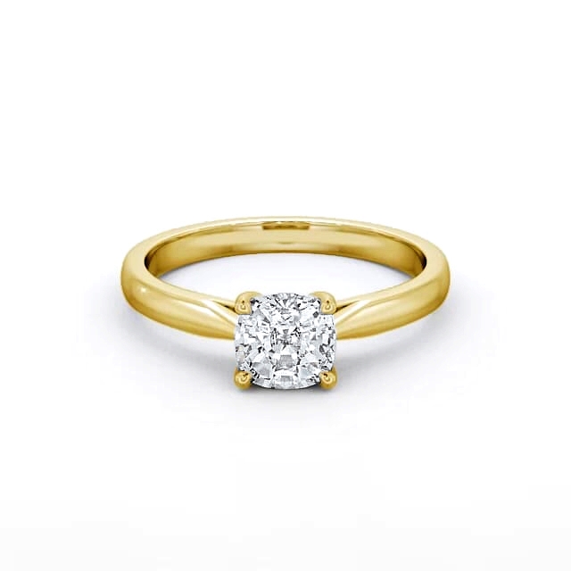 Cushion Diamond Engagement Ring 9K Yellow Gold Solitaire - Helena ENCU2_YG_HAND