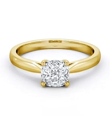 Cushion Diamond 4 Prong Engagement Ring 18K Yellow Gold Solitaire ENCU2_YG_THUMB1