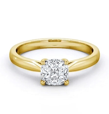 Cushion Diamond 4 Prong Engagement Ring 18K Yellow Gold Solitaire ENCU2_YG_THUMB2 