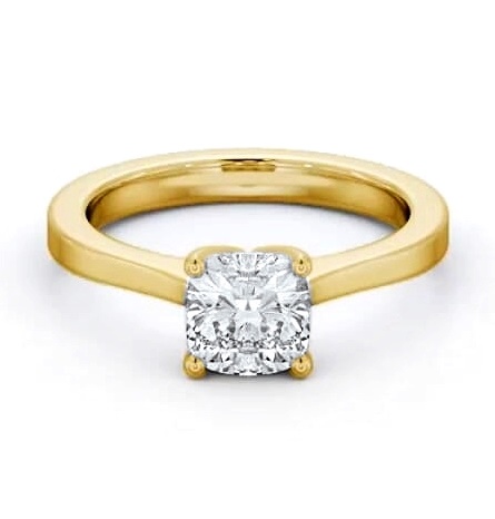 Cushion Diamond Elevated Setting Ring 18K Yellow Gold Solitaire ENCU30_YG_THUMB2 