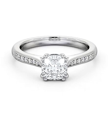 Cushion Diamond 8 Prong Engagement Ring 18K White Gold Solitaire ENCU30S_WG_THUMB1