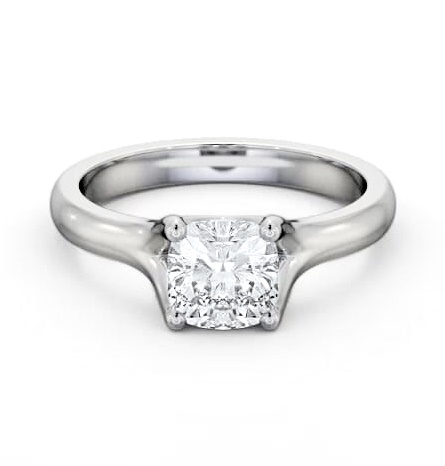Cushion Diamond Split Trellis Design Ring 18K White Gold Solitaire ENCU31_WG_THUMB1