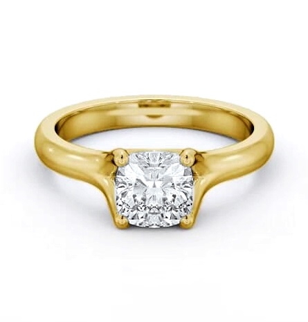 Cushion Diamond Split Trellis Design Ring 18K Yellow Gold Solitaire ENCU31_YG_THUMB1
