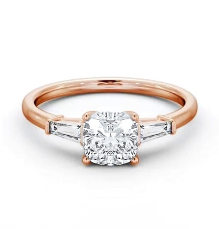 Cushion Ring 18K Rose Gold Solitaire with Tapered Baguette Side Stones ENCU31S_RG_THUMB1