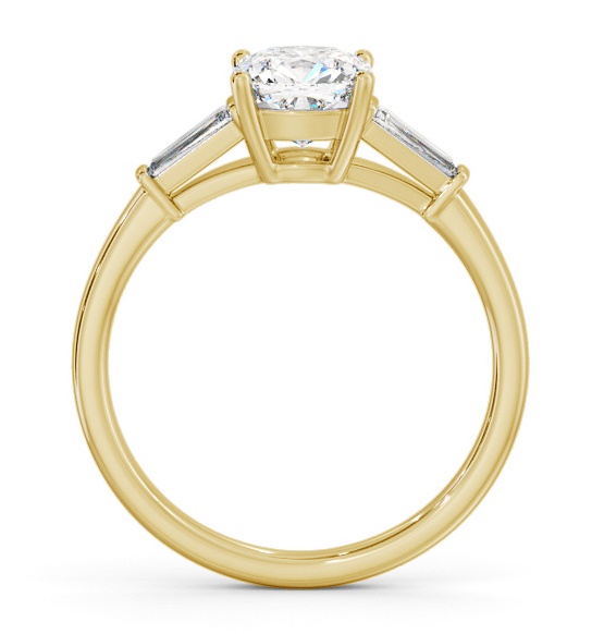 Cushion Ring 18K Yellow Gold Solitaire Tapered Baguette Side Stones ENCU31S_YG_THUMB1 
