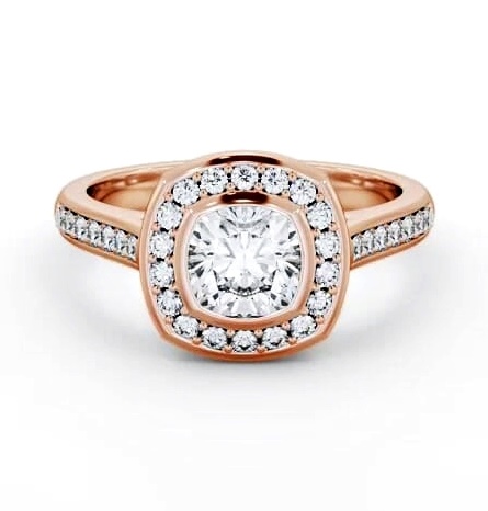 Halo Cushion Diamond Flush Setting Engagement Ring 18K Rose Gold ENCU32_RG_THUMB1