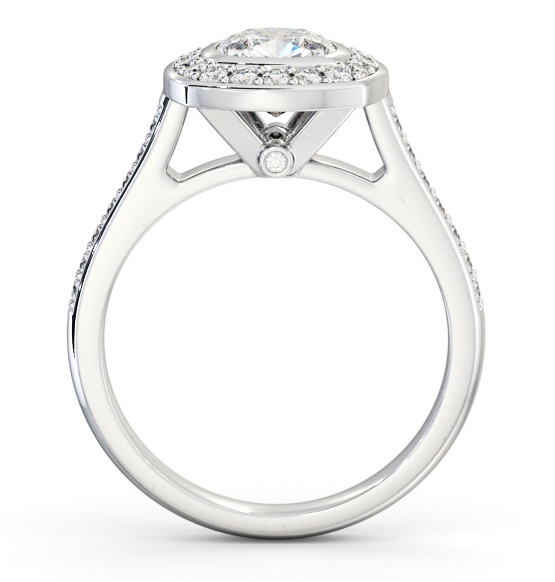 Halo Cushion Diamond Flush Setting Engagement Ring 18K White Gold ENCU32_WG_THUMB1 