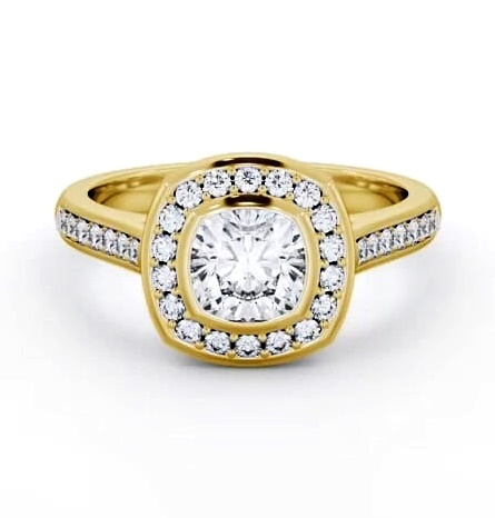 Halo Cushion Diamond Flush Setting Engagement Ring 18K Yellow Gold ENCU32_YG_THUMB2 