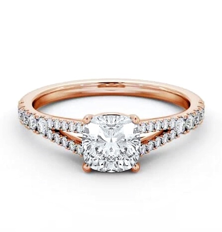 Cushion Diamond Split Band Engagement Ring 18K Rose Gold Solitaire ENCU32S_RG_THUMB1